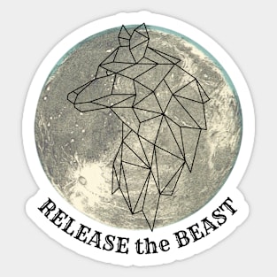 Release the Beast Full Moon Wolf Design Sticker